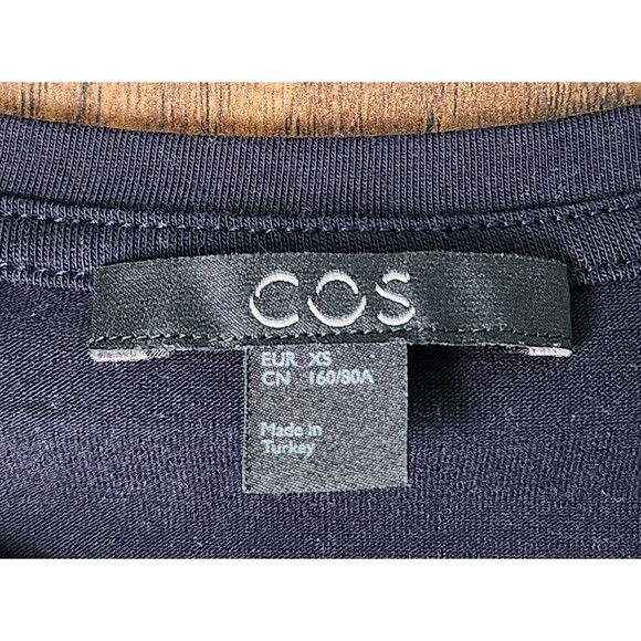 COS Colorblock Dress Womens XS Extra Small Navy Orange A Line Contrast Jersey - Picture 8 of 8